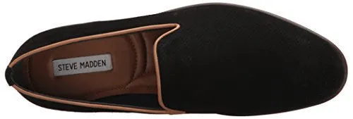 STEVE MADDEN MEN'S TASLYN SLIP-ON LOAFER, BLACK SUEDE, 8 M US