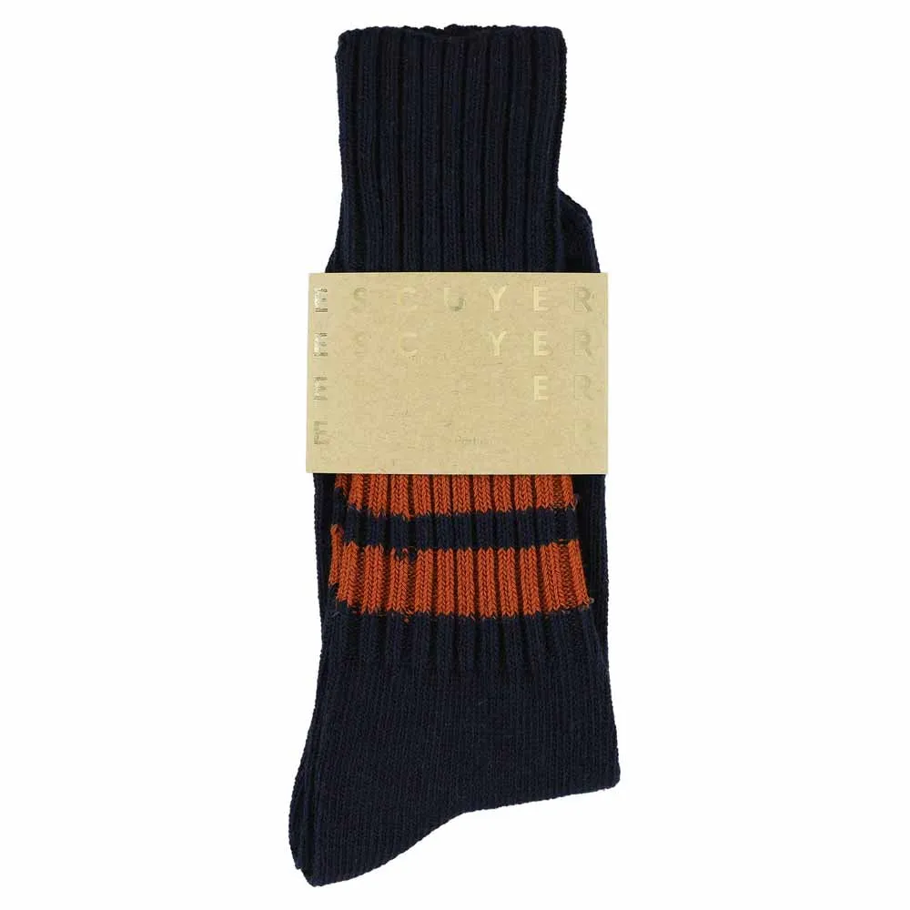 Stripes Crew Socks - Blue / Rust