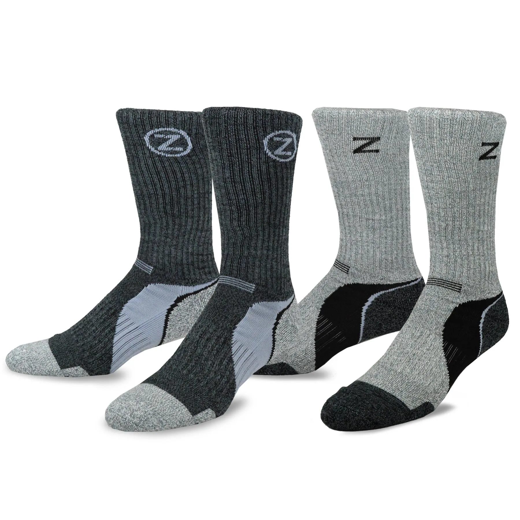 TeeHee Socks Men's Hiker Bamboo Crew Colorblock 2-Pack (51017)