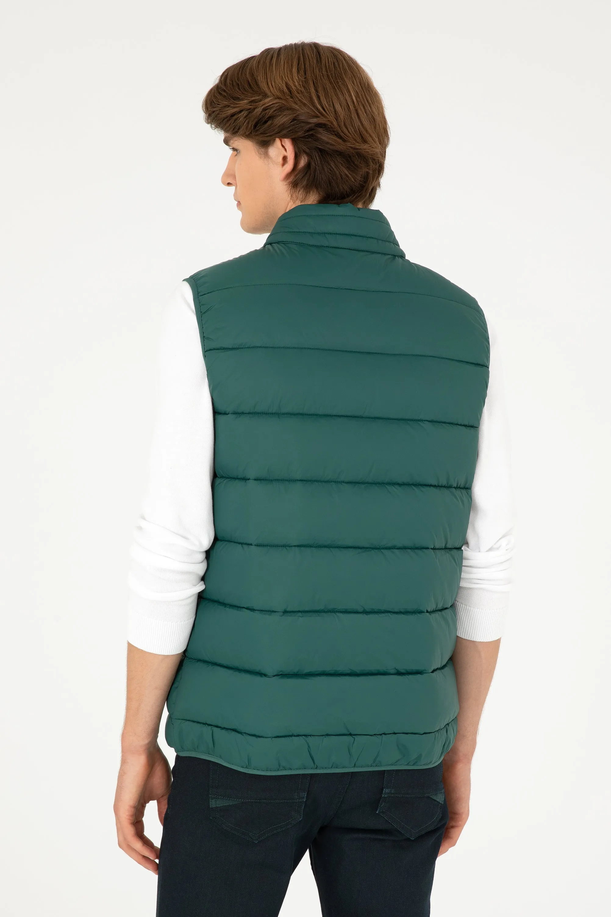 USPA Men Jacket Vest Quilted S/L Dark Green VR079 USPJK144 US POLO ASSN.